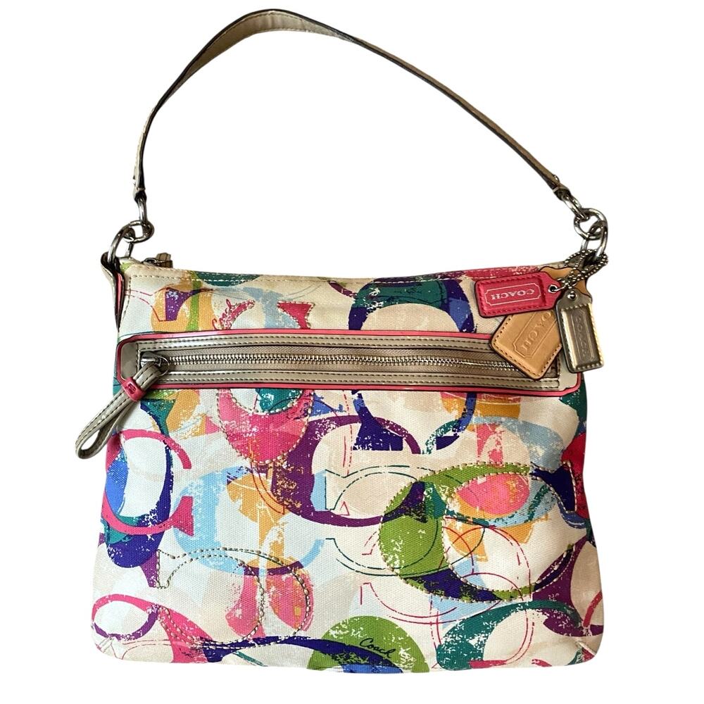 Coach Poppy Stamped C Hippie Signature Bag Colorful Monogram Shoulder Bag - Picture 1 of 11